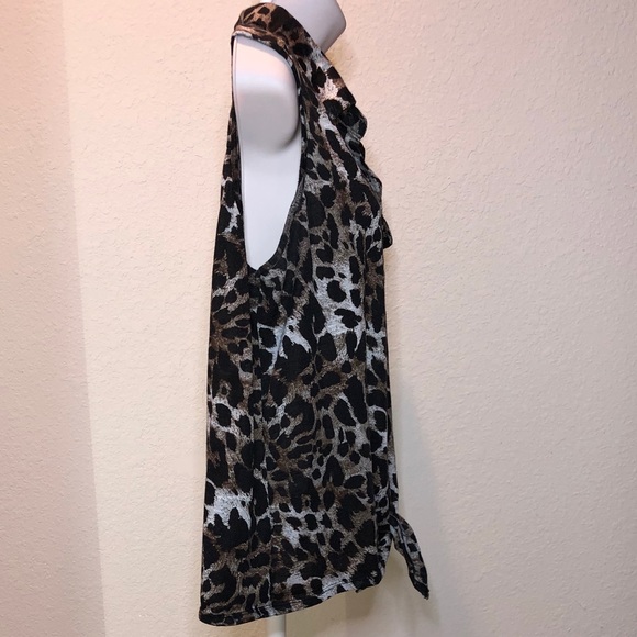 CATO - Sleeveless, Animal Print Top w, Front Tie - Picture 4 of 6
